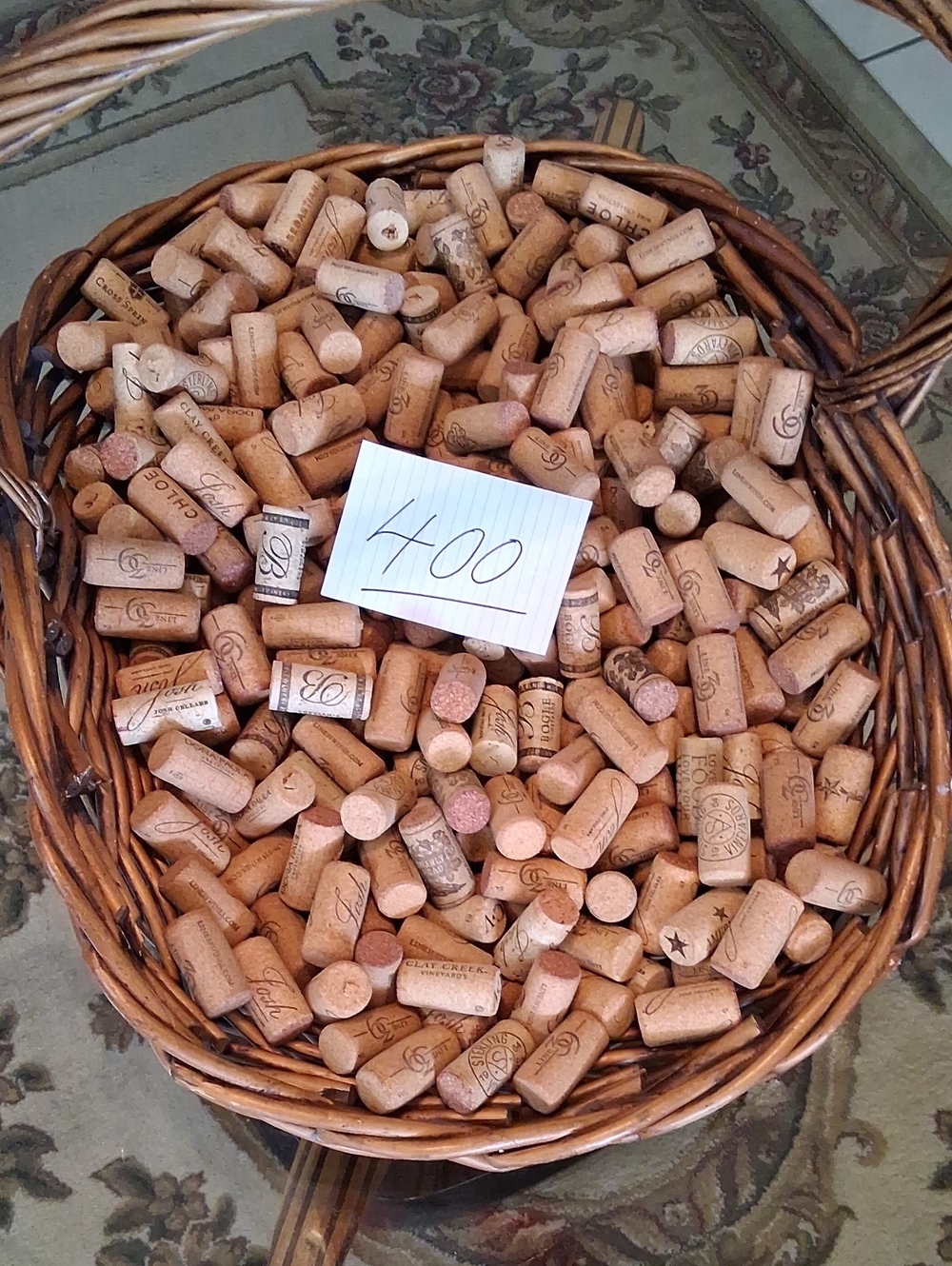 Natural Cork Wine Stoppers Basket - Brown Cork Accents